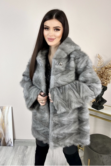 Шуба из норки с капюшоном